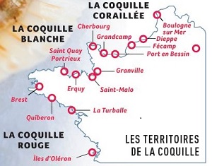cartographie de nos Saint-jacques françaises, bassins du nord-ouest