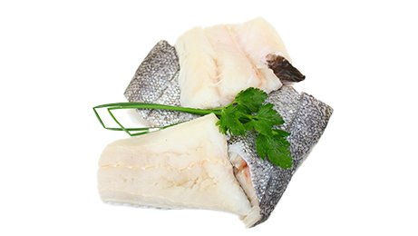 Portion de merlu avec peau avec queue calibre 90 g Pavillon France | Grossiste alimentaire | TerreAzur